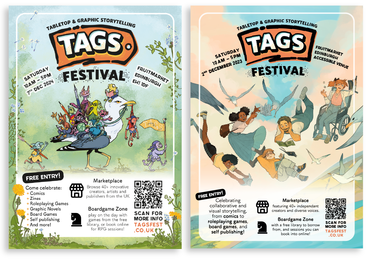TAGS Fest '24 and '23 posters TAGS Fest '24 and '23 posters