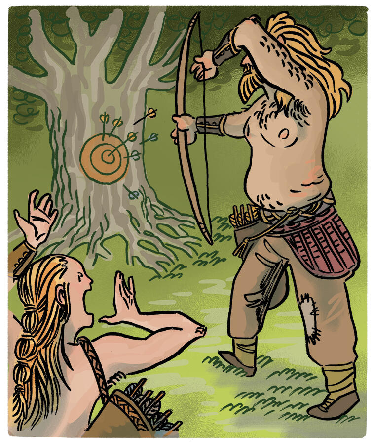 An illustration of five picts.