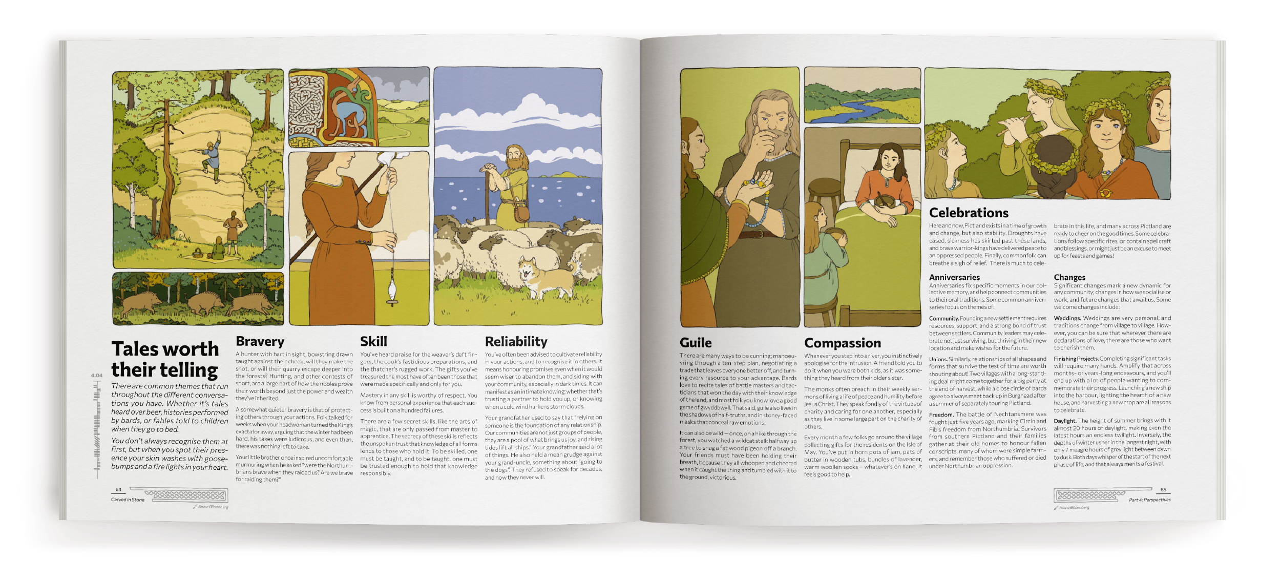 An illustration of five picts.